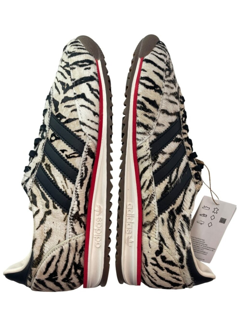 Adidas SL 72 OG Zebra Print Sneakers White/Black Pony Hair Women's Size 8.5 NIB - Picture 7 of 10